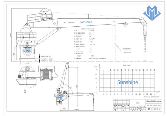 navire multi de but de Marine Crane For Cargo Handling On de boom raide de 10t15m