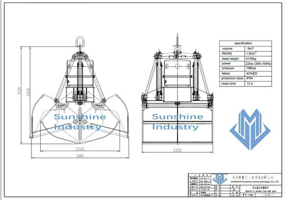 seau hydraulique électrique de grippage de bloc supérieur de mètre de 12 cubes pour la manipulation de sables