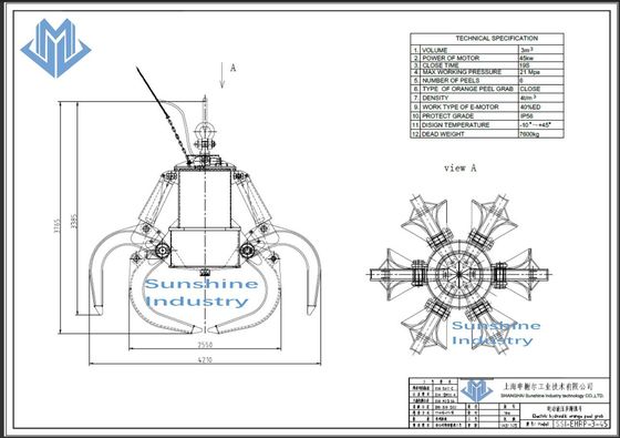 Seau hydraulique électrique de grippage de peau d'orange pour la centrale d'incinération de déchets
