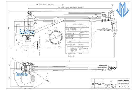 Boom Marine Crane télescopique de boîte et en mer pour le navire en mer de service