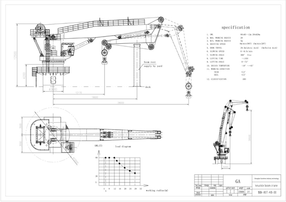 Boom hydraulique électrique Crane Engineering Multi Purpose Vessel en mer d'articulation